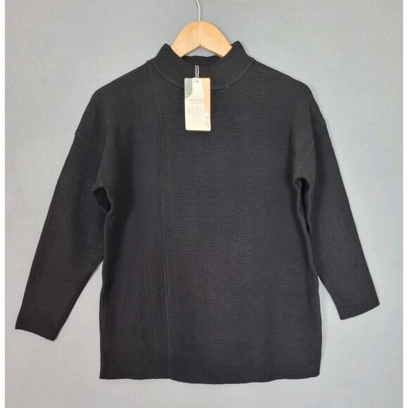 BTFBM Womens Long Sleeve Mock Neck Sweater Ribbed Knit Casual Sweater Small - Picture 2 of 8